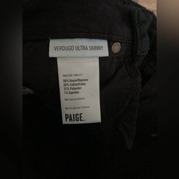 Paige Verdugo Ultra Skinny Black Fog Black Jeans Size 25 - Picture 10 of 10